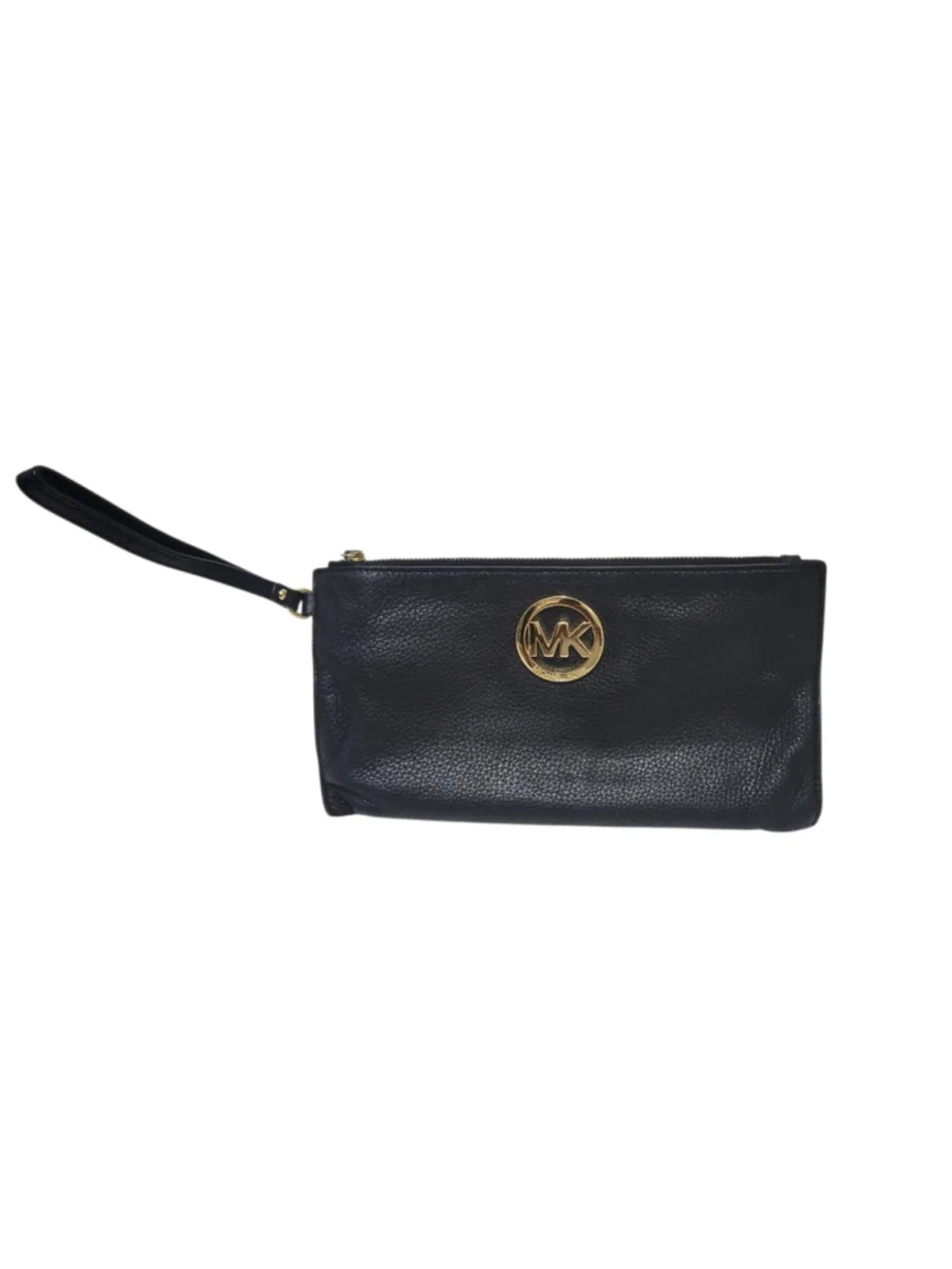 MICHAEL KORS Women's Black Pebble Leather Clutch Wallet Wristlet Pre-owned Cond